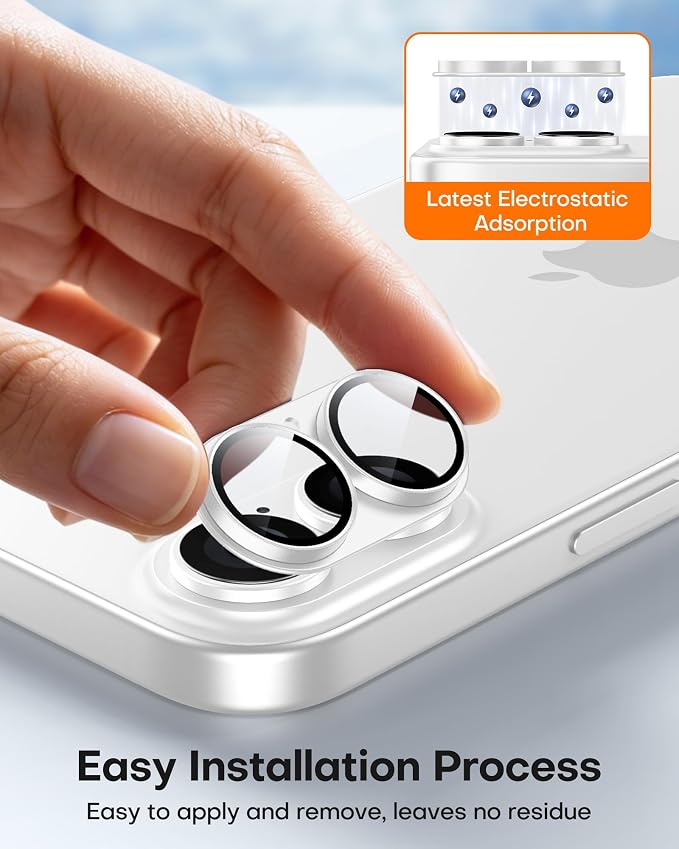 TAURI 2 Pack for iPhone 17 Camera Lens Protector, Silver | Full Coverage Military-Grade Shatterproof, Upgrade AR Anti-Reflection Ultra Clear Transmission & Case Friendly - Image 5