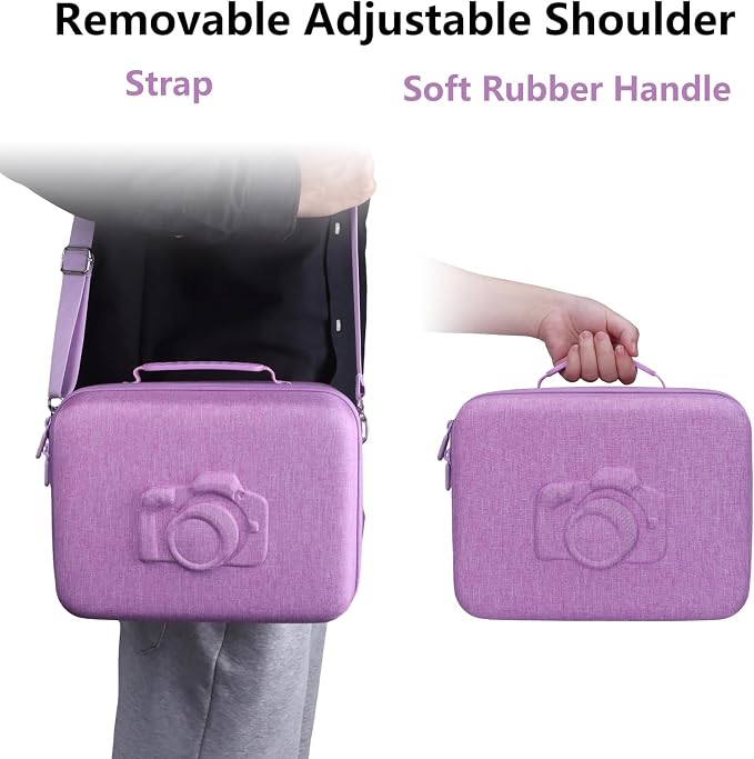 Medium Camera Case Bag for Canon/Sony/Nikon Camera and Multiple Lens Purple | Hard Travel Carrying Case Bag for Canon/Sony/Nikon DSLR SLR Mirrorless Camera and Multiple Lens with 3 Dividers - Image 4