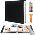 Large Photo Album Self Adhesive Scrapbook Album for 4×6 8×10 Pictures DIY Magnetic Linen Cover Album 60 Pages for Family Wedding Gifts with Metal Pen and Plastic Board by HenPisen