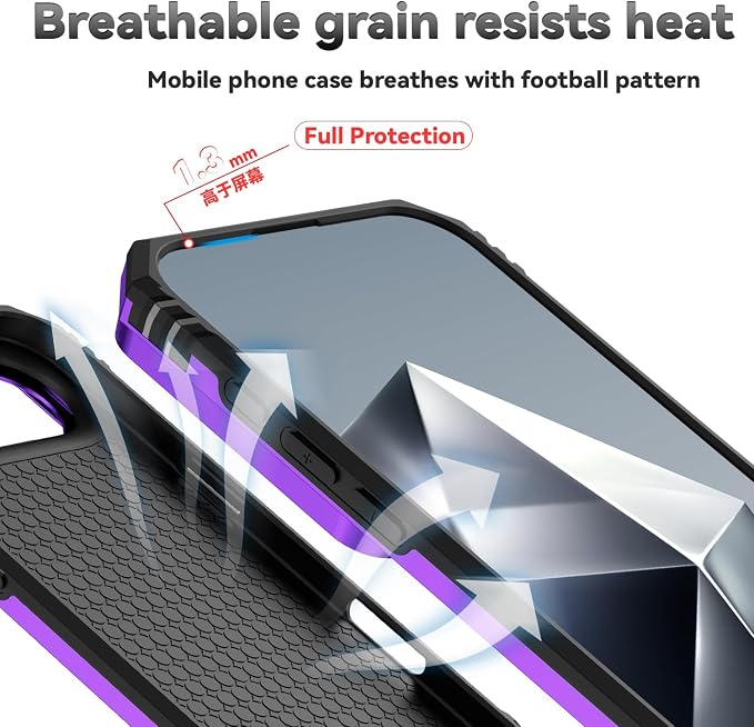SunStory Phone Case for iPhone Air Case with HD Screen Protector & Slide Camera Cover & Rotated Ring Kickstand, [Military-Grade] Phone Case for iPhone 17 Air, Purple - Image 7