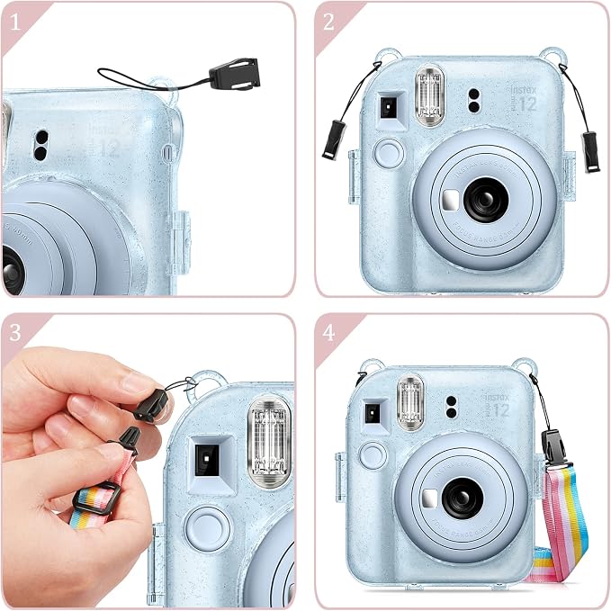 Fintie Protective Case for Fujifilm Instax Mini 12 Instant Camera - Crystal Hard Shell Cover with Upgraded Film Pocket for Storing Photos & Removable Shoulder Strap | Crystal Hard Shell Cover, Back Films Pocket, Adjustable Shoulder Strap, Scratch Pesis... - Image 8