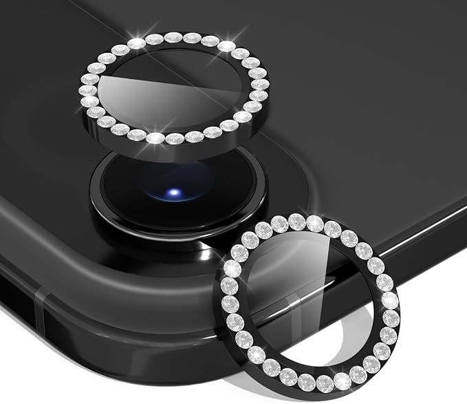 Suoman 2-pack for iPhone 17 Air Camera Lens Protector, Glitter Diamond Individual Metal Tempered Glass Camera Lens Cover [Strong-Adhesion][Does not Affect Night Shots]-Black by Suoman