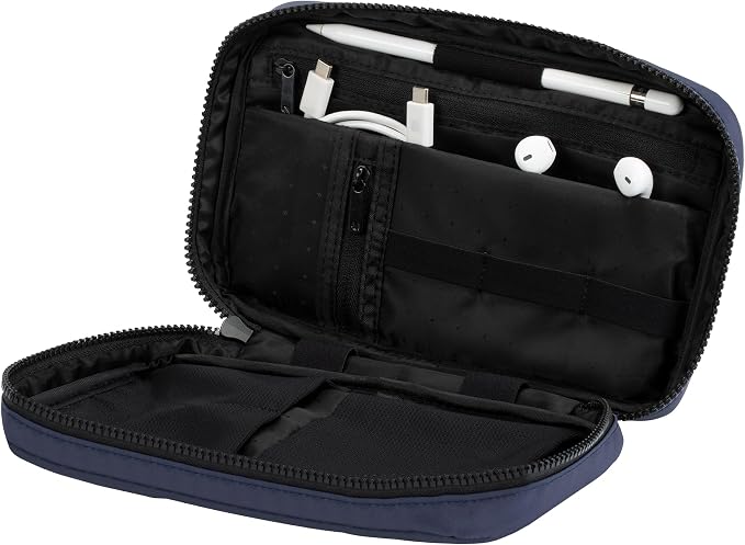 Incase Nylon Accessory - Electronics Organizer Bag - Small Travel Pouch for Cords - Camera Accessories - Compact Tech Bag with Faux-Fur Padded Compartment (Navy) - Image 2