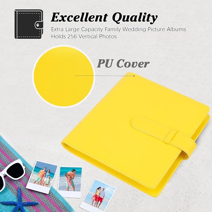 256-pocket Instant Photo Album for Fujifilm Instax mini Photo Yellow | Album Book for PoIaroid Instant Camera, for Wedding Anniversary Birthday Travel Memories, Keep Your Unique Memories Safe - Image 6
