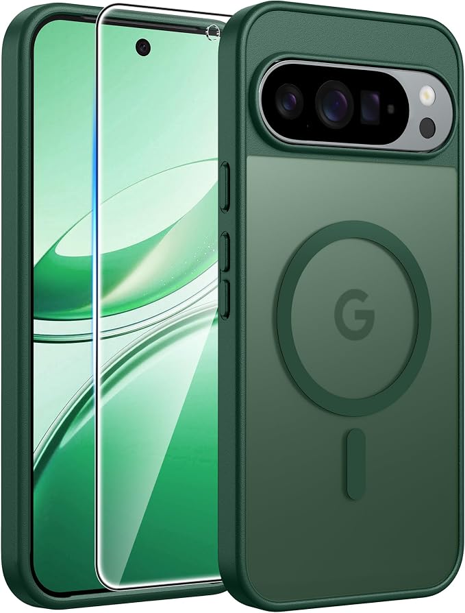 FNTCASE for Google Pixel 10 / Pixel 10 Pro Case, Compatible with Magsafe | Screen Protector, Translucent Matte, 14FT Military Grade Drop Protection, Shockproof Protective Phone Cover, Green by FNTCASE
