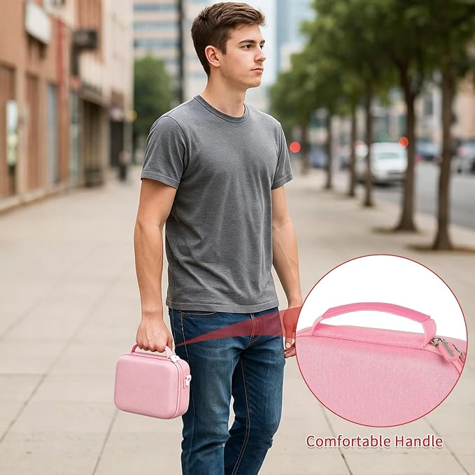 casmilee Camera Case for Sony Alpha ZV-E10 Alpha a6400/ a6700/ a6100/ a6000/ a6600/ a6500 Mirrorless Digital Camera, Hard Travel Bag with a Shoulder Strap for Lens & Accessories (Pink, Medium) - Image 8