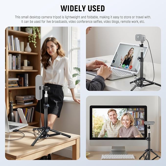 NEEWER Webcam Stand Tripod for Desk, Mini Desktop Tripod with Cell Holder Compatible with Logitech Anker Emeet Webcam Ring Light for Video Recording Live Streaming Zoom Call, Max Load 2.2lb/1kg, ST45B - Image 2