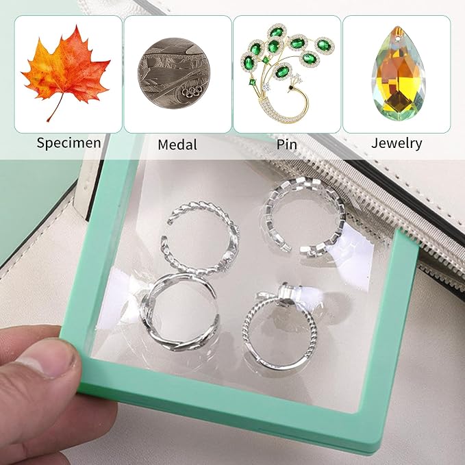 20 Pcs Floating Frame Case with Stands, 3.5X 3.5 x 0.8 inch, Challenge Coin Display,Transparent PE Jewelry Storage Box, Floating Display Holder Stands for Antique Challenge Coins, Medallion(Color C) - Image 6