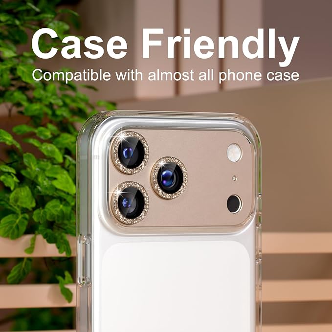 for iPhone 17 Pro Camera Lens Protector, Glitter Gray | [Military Grade Shatterproof] [Strong Adsorption] [Case Friendly] Matte Metal Tempered Glass Camera Screen Cover Accessories - Image 6