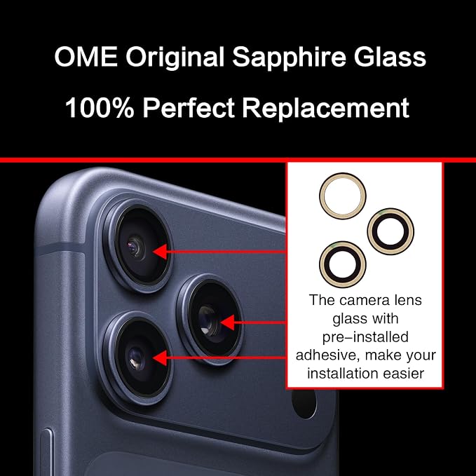 for ASDAWN Back Rear Camera Lens Glass Replacement for iPhone 17 Pro Max and 17 Pro Camera Glass Lens Replacement with Pre-Installed Adhesive + Repair Tool Kit + Installation Manual - Image 4