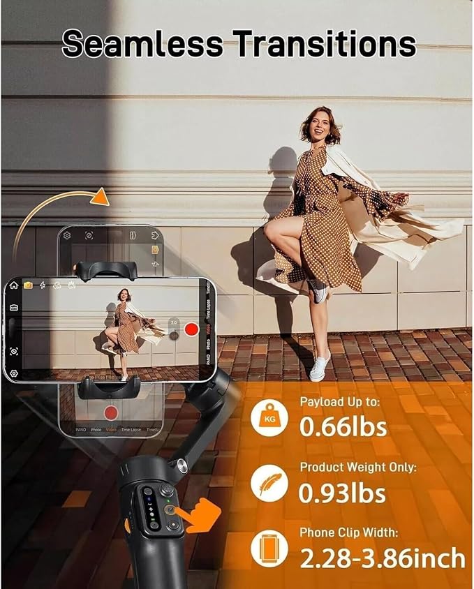 Hohem iSteady V3 Gimbal Stabilizer, Magnetic AI Tracking, Removable Remote | 3-Axis Smartphone Gimbal with Built-in Telescopic Rod and Tripod, Perfect for Content Creators (White) - Image 3