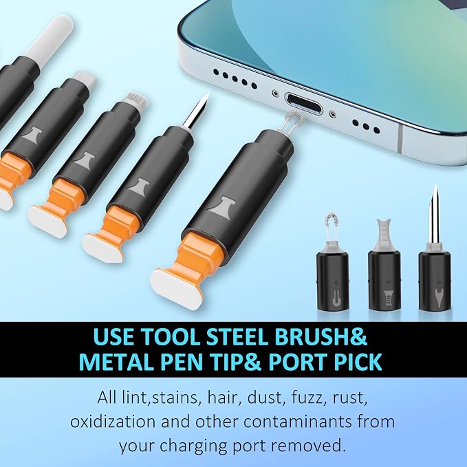 iPhone Cleaning Kit for Charging Port Cleaner, Cleaner Kit for AirPod Phone | Multi-Tool, iPhone Cleaner, Repair Lightning Cable USB C Speaker Charger iPad Connector, Compact Portable, with Storage Case - Image 2