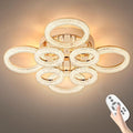 Modern Ceiling Light, 8 Rings 26.8'' Dimmable LED 106W Flush Mount Ceiling Lights with Remote Acrylic Crystal Round Ceiling Light Fixture, Bedroom Living Room Dining Room, Gold by OKELI