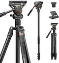Fluid Head Tripod for DSLR Camcorder,Camera Monopod Tripod 360° Pan&+90°/-70° Tilt,New Q6 Fluid Head Aluminum Alloy QR Plate Compatible with DJI RS Gimbal Manfrotto Max Load 17.6lb (KX3939Plus by COMAN