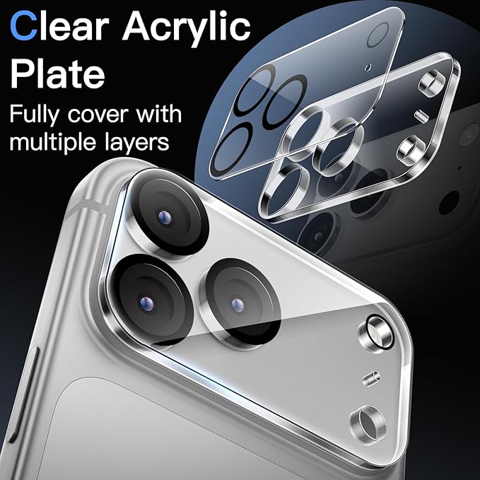 JETech Camera Lens Protector for iPhone 17 Pro, Clear, 3-Pack | 9H Tempered Glass, HD Clear, Anti-Scratch Protection, Night Shot Compatible, Case-Friendly - Image 3