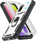 Gritup for Galaxy A03S Phone Case Military-Grade Shockproof with Kickstand | with 2 PCS Screen Protector, Slide Camera Cover, Heavy Duty Outdoor Protection Funda para Galaxy A03s Cover-White+Black by Gritup