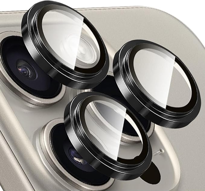 TENOC Camera Lens Protector for iPhone 13 Pro & 13 Pro Max, Black | AR+AF, 9H Tempered Glass, Individual Metal Ring, Anti Glare, Fall Protection, Camera Screen Cover by TENOC