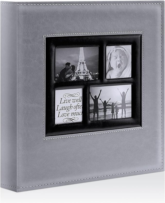 Ywlake Photo Album 4x6 500 Pockets, Large Capacity Family Wedding Leather Picture Albums Holds 500 Horizontal and Vertical Photos Grey by Ywlake