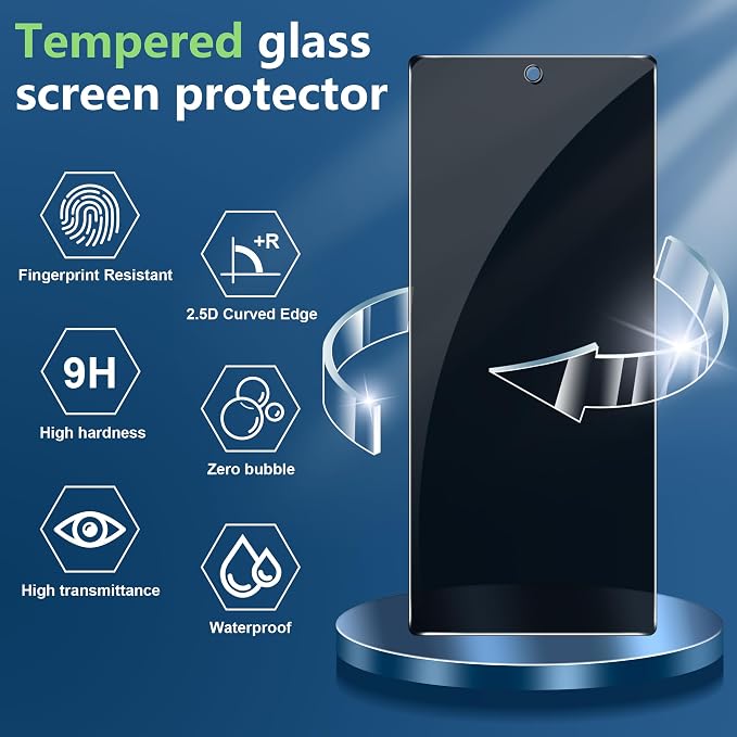 for Samsung Galaxy Z Fold 7 Privacy Screen Protector With Lens Protection Film,9H Hardness Anti-Scratch Tempered Glass, Case Friendly,(2+2 pack) - Image 2