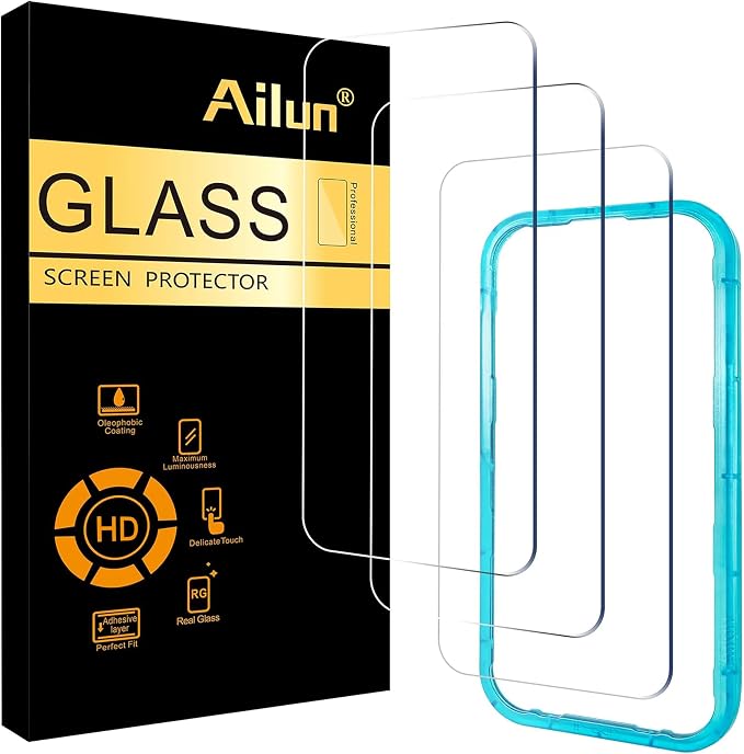 Ailun 3 Pack Screen Protector for iPhone 17 Pro, Tempered Glass | 6.3 inch,Sensor Protection, Dynamic Island Compatible, Case Friendly, Installation Frame by Ailun