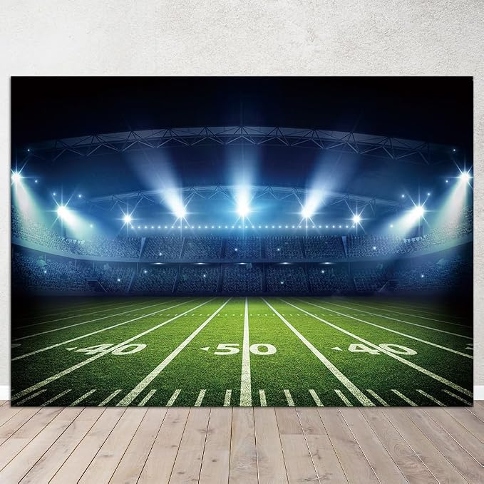 7x5ft Football Stadium Photography Backdrop with Bowl Night Spotlight for Party Decoration Football Field Backdrop Photo Booth Props - Image 2