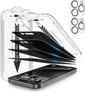 EZ-GLAZ-4+2 Pack for iPhone 15 Pro Max Privacy Screen Protector (6.7") | 2-Pack Lens Protectors, Alignment Kit, Easy Installation, 9H+ Tempered Glass, Scratch Resistant, 28° Privacy Protection by EZ-GLAZ