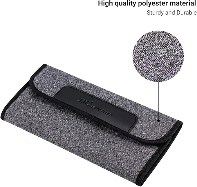 JJC 4 Pockets Lens Filter Case for Filter Up to 82mm (37mm 40.5mm 43mm 46mm 49mm 52mm 55mm 58mm 62mm 67mm 72mm 77mm),Foldout Filter Pouch with Microfiber Cleaning Cloth,Photography Filter Holder Bag | Photography Lens Filter Holder Bag for 37mm 4.5mm 4... - Image 7