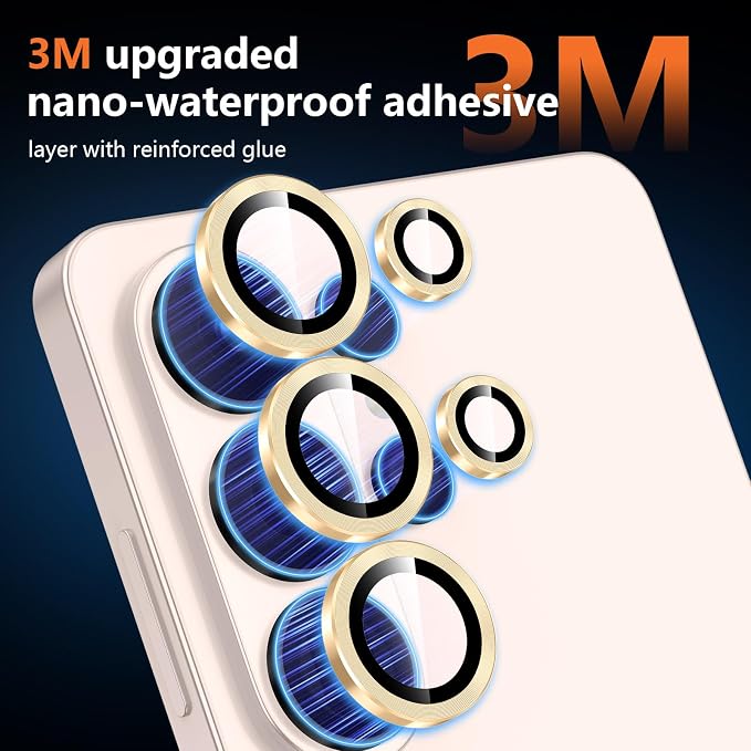 for Samsung Galaxy S26 Ultra Camera Lens Protector, Individual Metal Ring Tempered Glass Lens Cover, [Strong Adsorption] Scratch Resistant Ultra-Thin HD Clear Lens Cover, 1 Set-Gold - Image 4