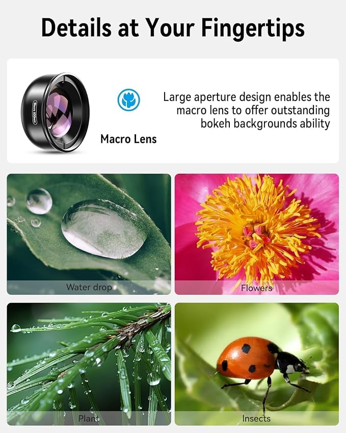 Evil eye 10X Macro Phone Lens Kit for Smartphone with Universal Clip, Professional Macro Photography Lens for iPhone, Samsung and Most of Android Smartphone - Image 4