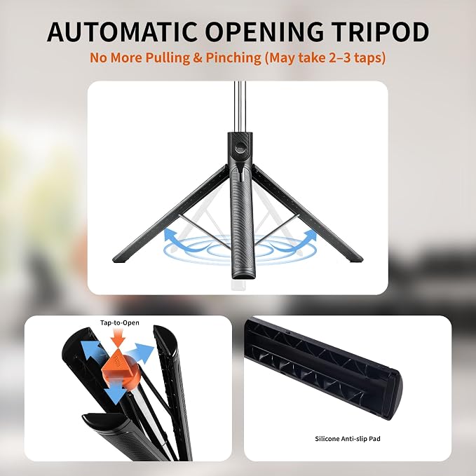 67" Phone Tripod Selfie Stick for iPhone & Android with Wireless Remote | Extendable Cell Phone Stand Lightweight Travel Tripod Phone Holder for Video Recording, Live Streaming, Photography - Image 6