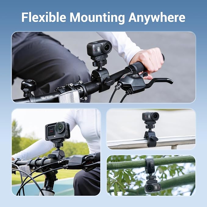 JJC Magnetic Bike Pole Mount for DJI Osmo Action 6 & Nano,with Ball Head | Handlebar Bike Pole Mount Motorcycle Clamp Mount,Lightweight ABS Crab Clamp for Round Pipe Tube Desk,w. Quick Release Mount - Image 5