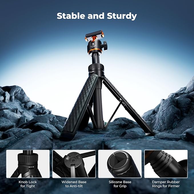 K&F CONCEPT 25.6"/65cm Magnetic Quick Release Tripod for DJI Osmo Action 6 | 2-in-1 Extendable Handle Mini Travel Tripod for Osmo Nano, 360 Ball Head Selfie Stick, Vlogging Stand/Accessories, MS64 - Image 3