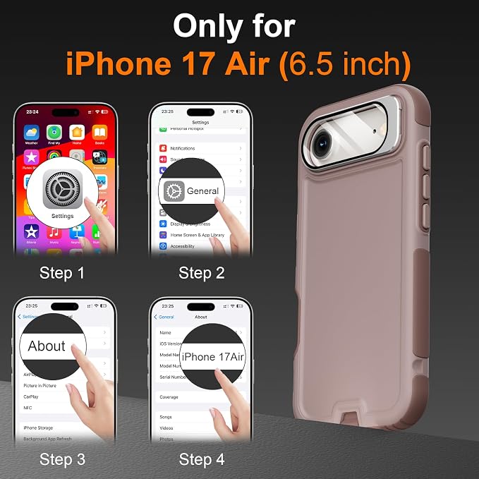 Follaroma Magnetic for iPhone 17 Air Case with Camera Stand, Light Brown | Built-in Glass Camera Cover Stand,Compatible with MagSafe,Heavy Duty Shockproof Protective,Military-Grade Anti-DropDual Case - Image 3