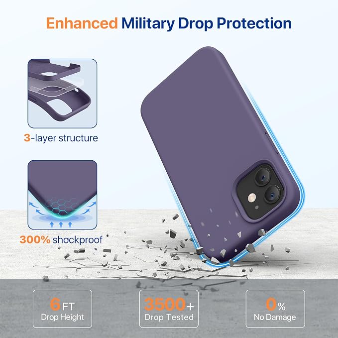 Miracase Silicone for iPhone 12 Case and iPhone 12 Pro Case, Dark Purple | Liquid Silicone Gel Rubber Shockproof Drop Protection Phone Case for iPhone 12/12 Pro 6.1 inch - Image 3