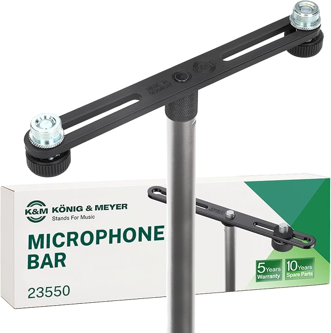 K&M König & Meyer 23550.500.55 Microphone Bar | Adjustable Positioning for Two Mics or Booms | 5/8“ Thread Stand Connector | Professional Choice Made in Germany Black by K%C3%B6nigMeyer