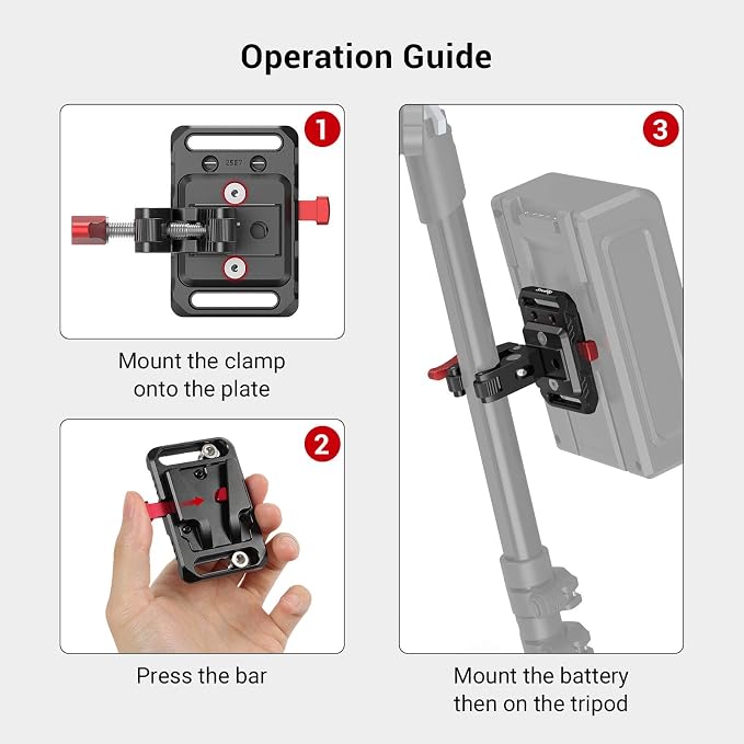 SMALLRIG Mini V Mount Battery Plate, V-Lock Mount Battery Plate with Crab-Shaped Clamp for Camera Power Supply - 2989 (Pack of 2) - Image 6