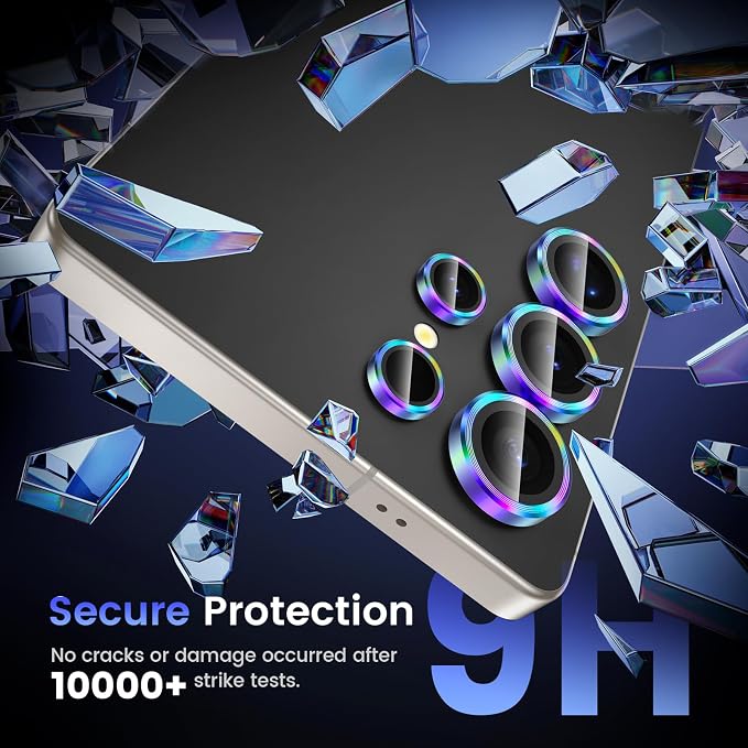 Tensea Compatible with Samsung Galaxy S25 Ultra Camera Lens Protector | 9H Tempered Glass Camera Cover Screen Protector Metal Individual Ring [Installation Tray][Case Friendly] - Image 5