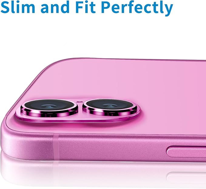 Compatible with iPhone 16 and 16 Plus Camera Lens Protector, Anti-Scratch Tempered Glass Metal Camera Screen Protector Shockproof Full Protective Lens Cover, Pink - Image 5