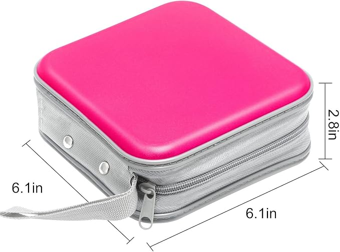 Siveit CD/DVD Cases 40 Capacity Disc Storage Binder for Car(Hot Pink) | Holders Wallet Hard Plastic CD/DVD Case for Car Home Office Travel - Image 6