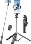 Selfie Stick & Phone Tripod, All in 1 Selfie Stick with Remote, Phone Travel Tripod Stand for Video Recording, Live Streaming, Photograph, Group Photo, Vlog Compatible with All Cellphones by QIRITA