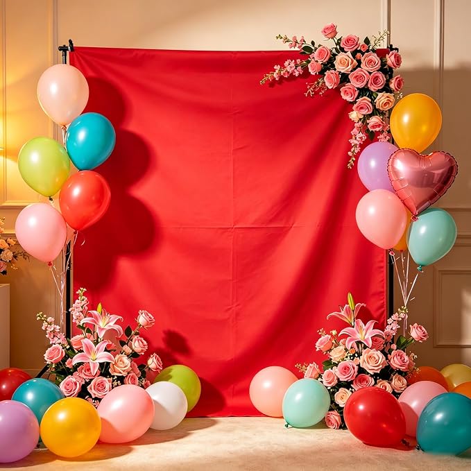 Red Photography Backdrop for Photoshoot, 10x10 Ft Polyester Photo Backdrop Curtains, Red Backdrops Screen for Photo Studio, Video, Content Creators, Birthday Parties Background - Image 3