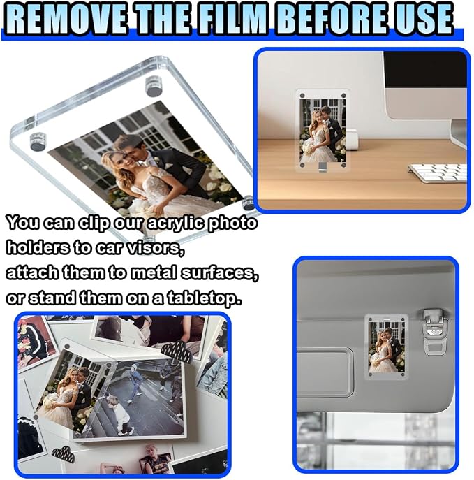 Car Sun Visor Photo Holder, Magnetic Car Visor Decoration Picture Frame, Universal Car Personalized Photo Clip, Car Accessories Present for Display Your Photographs (Large Clear) - Image 5