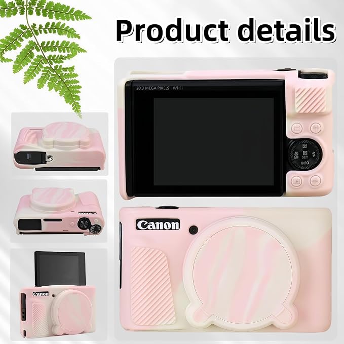Camera Case for Canon PowerShot SX740/ SX730 Digital Camera, SX740 HS Case | Soft Silicone Protective Case Removable Lens Cover, Comes with 2 Screen Protectors and 1 Wrist Strap. (Mist Pink) - Image 5