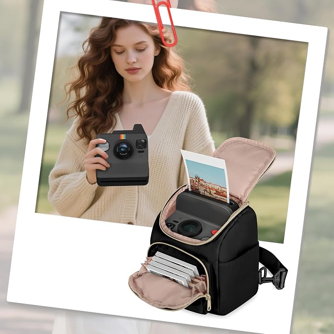 Camera Sling Bag Compatible with Polaroid Now, Flip, Now+, Go Gen2 | Crossbody Camera Case with Adjustable Strap, Multiple Pockets for Instant Film Camera Bag, Protective Carrying Bag - Image 7