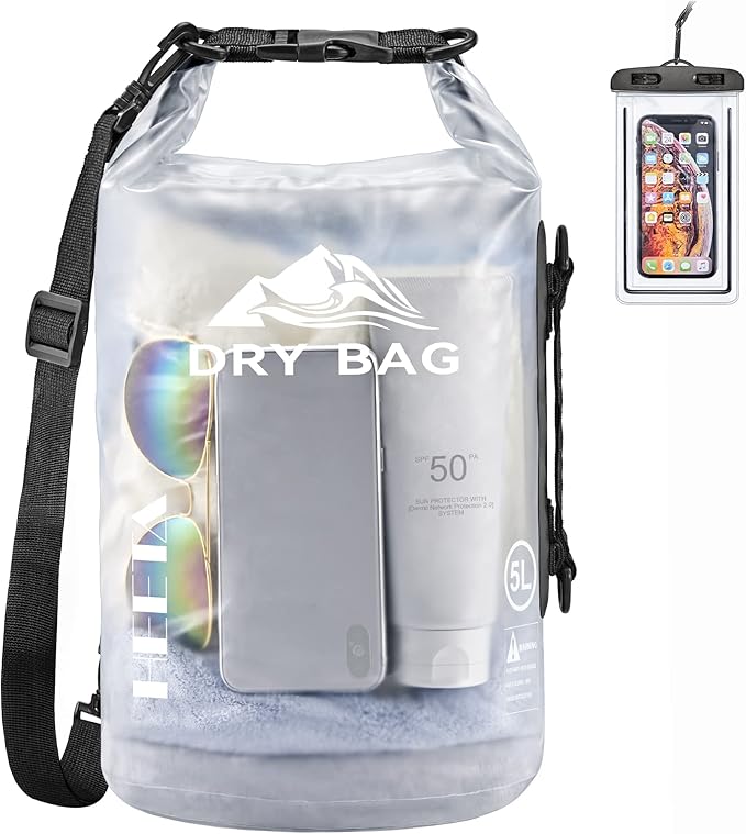 HEETA Dry Bag Waterproof Backpack with Phone Case 5L/10L/20L/30L/40L | Roll Top Lightweight Dry Storage Bag for Women Men, Travel Boating Kayaking Paddle Board Camping Beach Essentials Accessories by HEETA