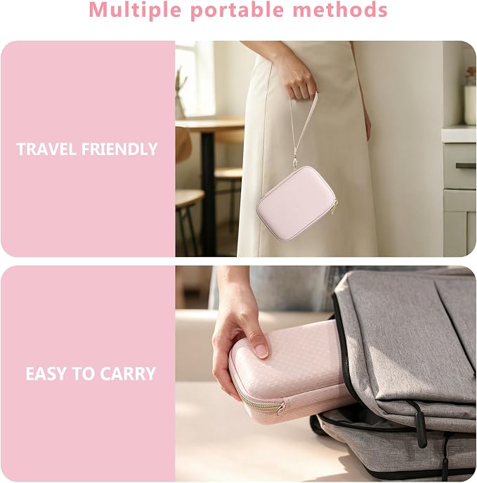 Carrying Case Compatible with Instax Mini EVO Instant Camera, INSTAX MINI EVO Camera Storage Holder Travel Bag with Mesh Pocket for Photos, USB Cables, Film, Pink - Image 6