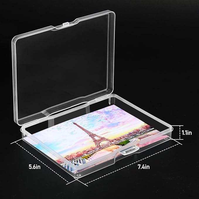 12 Pcs Photo Storage Box 5 x 7 Inches, Photo Organizers and Storage | Clear, Acid-Free Photo Storage Container, Stackable Craft Keeper for Photos, Cards, Stamps, Scrapbooking, Office Supplies etc - Image 2