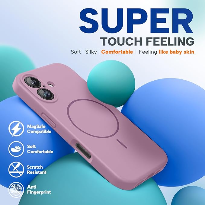 Miracase Silicone & Magnetic for iPhone 16 Case, Blackcurrant | Compatible with MagSafe, Anti-Scratch Microfiber Lining, Liquid Silicone Case Shockproof Drop Protection Phone Case for 16 - Image 7