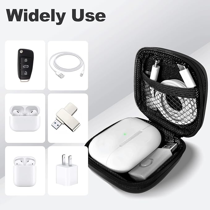2Pack Square Earbud Case Portable EVA Carrying Case Storage Bag Cell Phone Accessories Organizer with Carabiner for Earphone, Earbud, Earpieces, SD Memory Card, Camera Chips, Black/Purple - Image 3