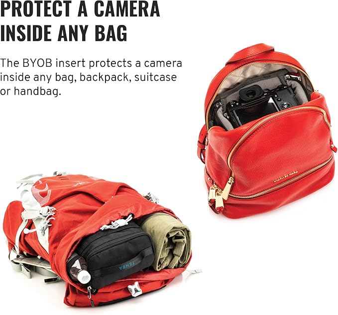 Tenba BYOB 7 Camera Insert - Turns any bag into a camera bag for DSLR and Mirrorless cameras and lenses – Black (636-626) | 300D herringbone polyester with YKK zippers and D-rings for mirrorless cameras, lenses and accessories - Image 3